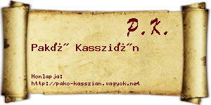Pakó Kasszián névjegykártya